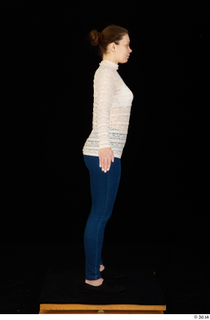  Ellie Springlare black sneakers blue jeans dressed long sleeve shirt pink turtleneck standing whole body 0011.jpg
